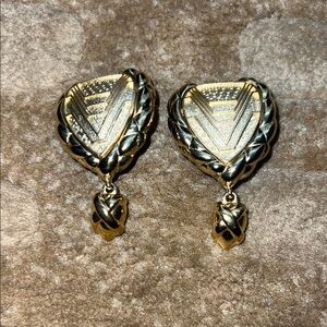 Guy Laroche Gold ‘V’ design  Drop Earrings with Braided Detail